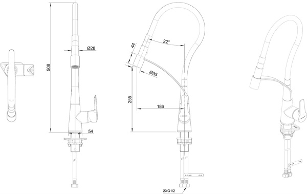 Смеситель для кухни с гибким изливом Bravat F7420453CP