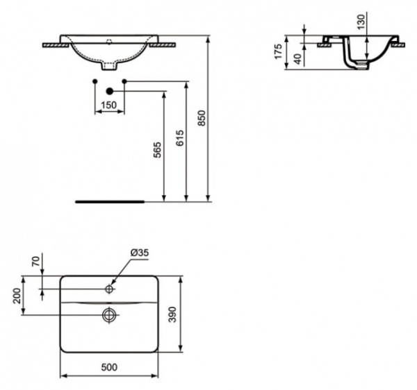 Раковина полувстриваемая Ideal Standard Connect E504301 Раковина полувстриваемая Ideal Standard Connect E504301