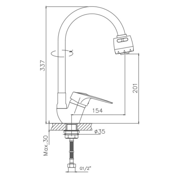 Смеситель для кухни Cron CN4304 Смеситель для кухни Cron CN4304