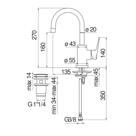 Смеситель для раковины Nobili Blues BS101338/2CR
