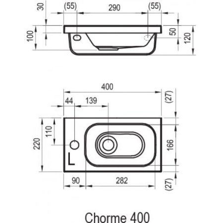 Раковина подвесная Ravak Chrome 40 R XJGP1100000
