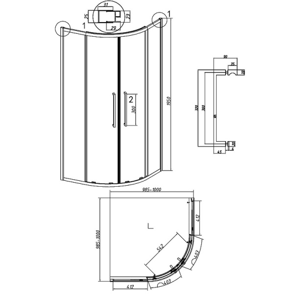 Душевой уголок (100х100) Grossman Cosmo 301.K33.02.1010.10.00