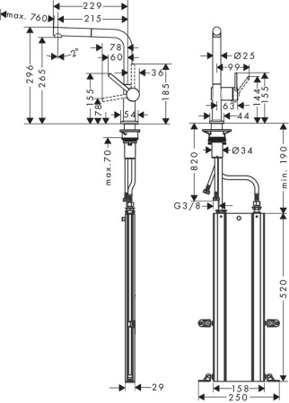 Кухонный смеситель Hansgrohe Talis M54 72809670, чёрный матовый