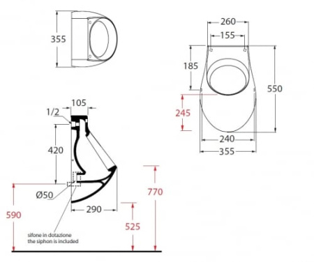 Писсуар Azurra Nuvola NUV100/OR bi