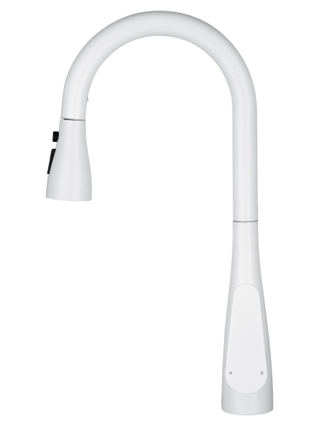Смеситель для кухни с выдвижным изливом WONZON & WOGHAND, белый матовый WW-121E201B-MW