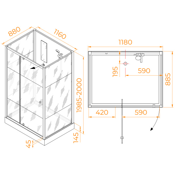 Душевая кабина (120х90) RGW Andaman AN-207 411320792-95