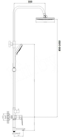 Смеситель для ванны и душа Rossinka S с регулируемой высотой штанги и лейкой Тропический дождь (S35-46)