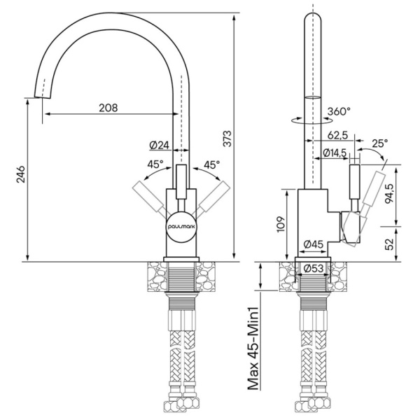 Смеситель для кухни Paulmark Holstein Ho212063-328 Смеситель для кухни Paulmark Holstein Ho212063-328