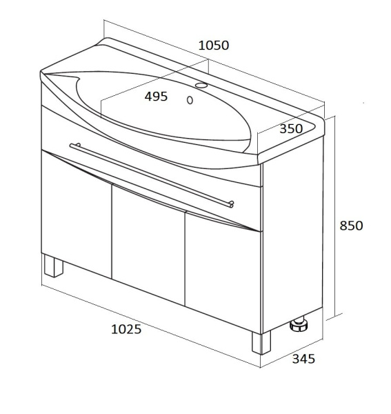 Тумба под раковину 1Marka  Lina Classic New 105Н У94491