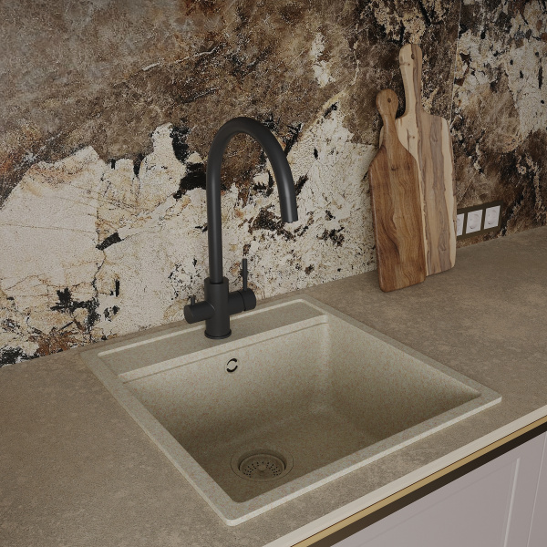 Кухонный смеситель с подключением к фильтру Oliveeka OL-458022-MB, черный матовый