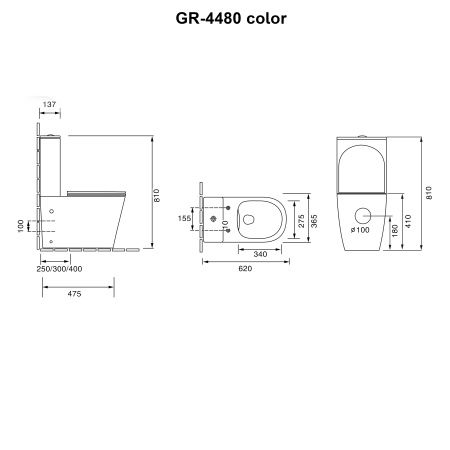 Унитаз напольный безободковый Grossman Color GR-4480BMS с сиденьем микролифт