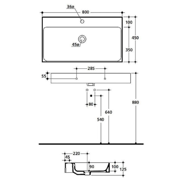 Раковина подвесная (80х45) Kerasan Cento 353301*1 белый