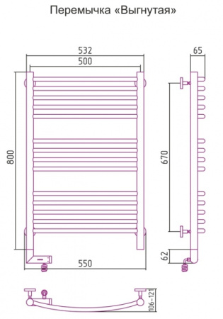 Полотенцесушитель Электрический Cунержа Богема 2.0 Левый (800x500) Выгнутая ФЛОК состаренная Бронза 51-5202-8050