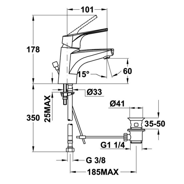 Смеситель для раковины Teka MT PLUS 463420210 хром