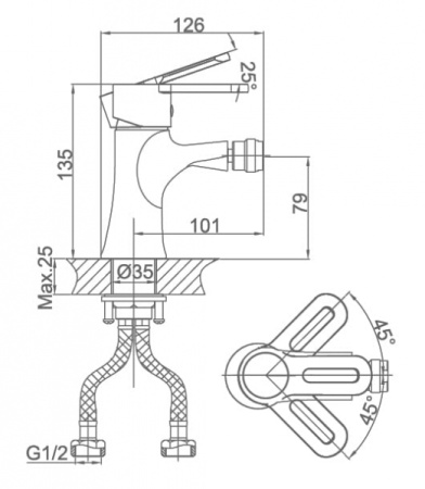 Смеситель для биде D&K Rhein Paulinus (DA1352201)