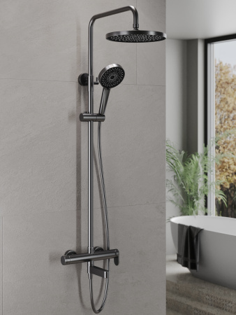 Душевая система с однорычажным смесителем AGGER Sweet A2793355 оружейная сталь матовая