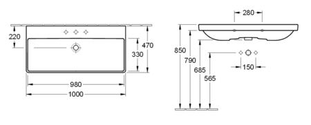 Раковина встраиваемая сверху Villeroy&Boch Avento (100 х 47) 4156A501