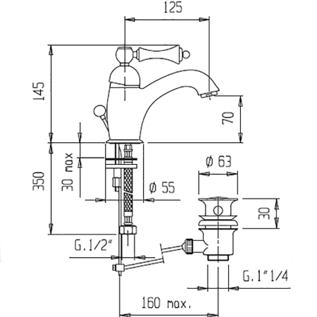 Смеситель для раковины Cezares Margot MARGOT-LSM1-02-Bi