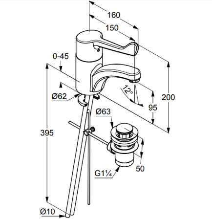 Смеситель для раковины Kludi Medi Care 341150524