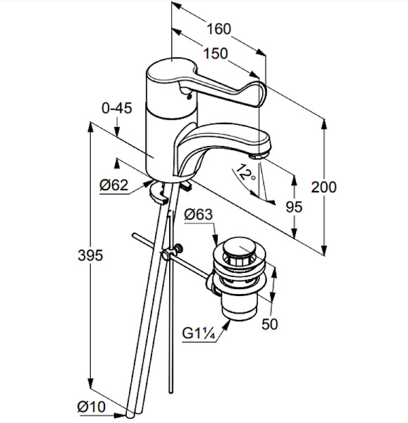 Смеситель для раковины Kludi Medi Care 341150524