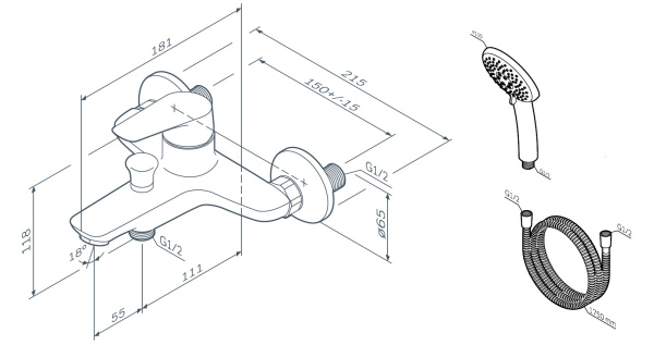 Смеситель для ванны Am.Pm Joy F85E15000