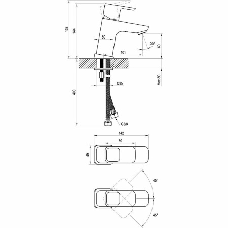 Смеситель для раковины Ravak 10° TD 012.00 X070064