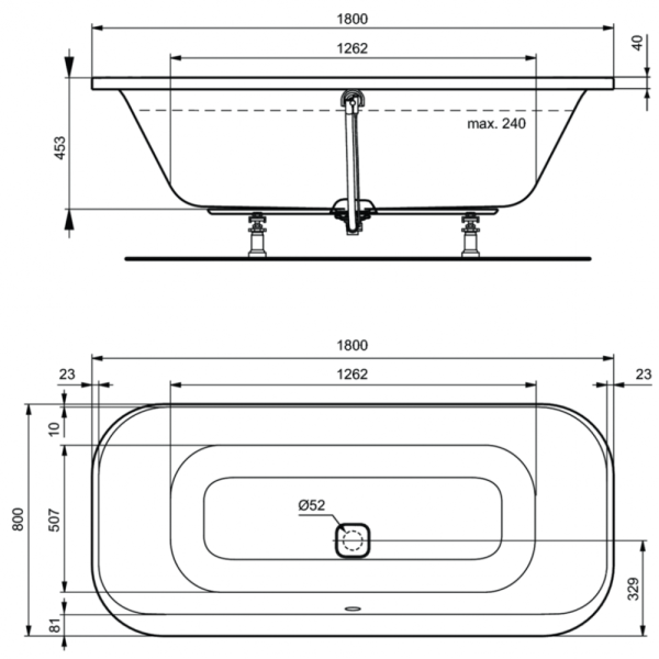 Ванна акриловая (180X80) Ideal Standard TONIC II K747201 Ванна акриловая (180X80) Ideal Standard TONIC II K747201