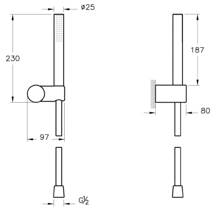 Набор встроенной душевой системы Vitra Origin A49266EXP, хром 