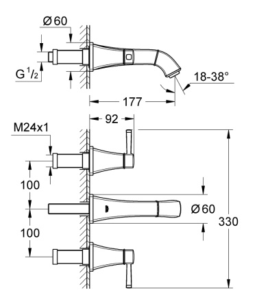 Смеситель для раковины Grohe Grandera 20414 IG0 (20414IG0) хром/золото