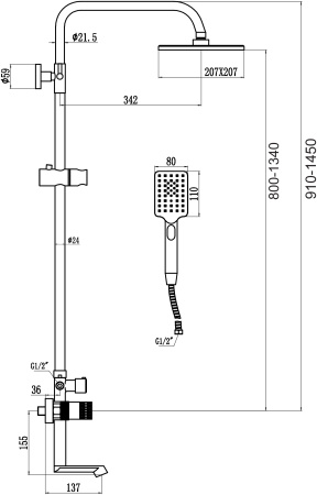 Душевая система с изливом Savol S-602242-1