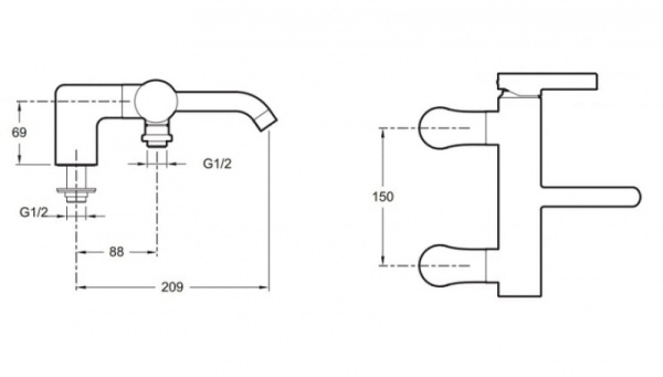Смеситель на борт ванны Jacob Delafon Stillness E12769-4-CP