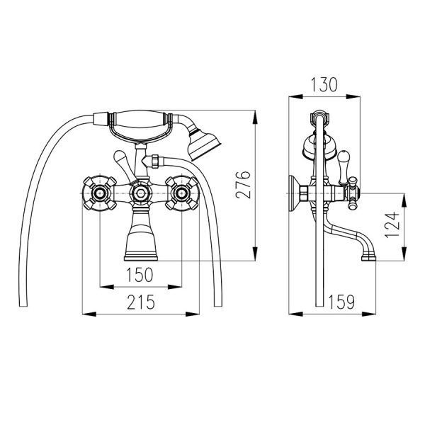Смеситель для ванны Rav Slezak Morava Retro MK159.5/2BSM