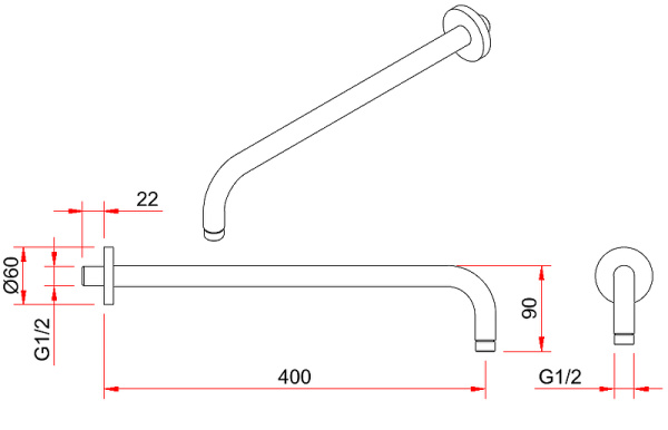 Кронштейн для верхнего душа Berges Wasserhaus Ventas R 074009