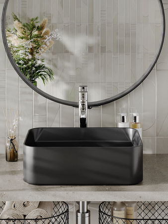 Раковина накладная (46,5х35) Orange  B02-460MB черный матовый