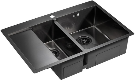 Кухонная мойка Paulmark  Liga PM227851-GMR вороненая сталь правая