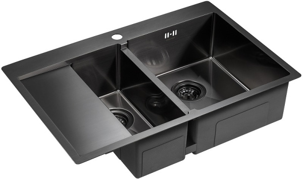 Кухонная мойка Paulmark  Liga PM227851-GMR вороненая сталь правая