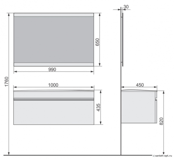 Тумба для комплекта Velvex Otto tpOTT.100-21.11