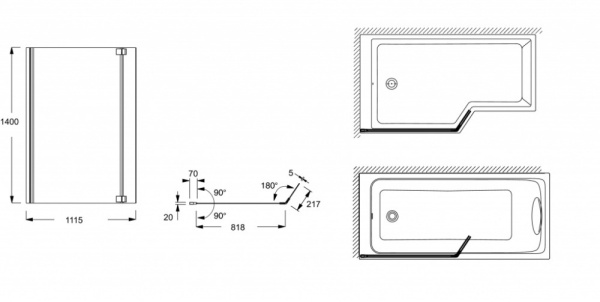 Шторка на ванну Jacob Delafon Bain-Douche Neo E4930-GA