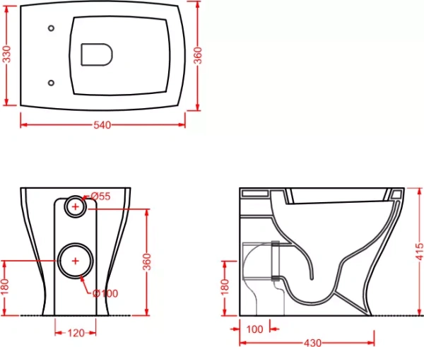 Унитаз приставной ArtCeram Jazz JZV002 01 50 nero/bi без сиденья