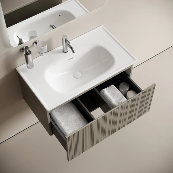 Тумба без раковины подвесная Sancos Code CD80GP серая платина матовый