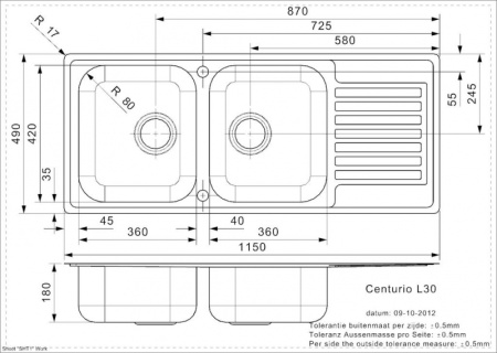 Мойка кухонная Reginox Centurio L30 43628