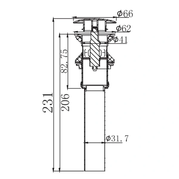 Донный клапан для раковины Arrow AQS041H, с переливом, цвет черный