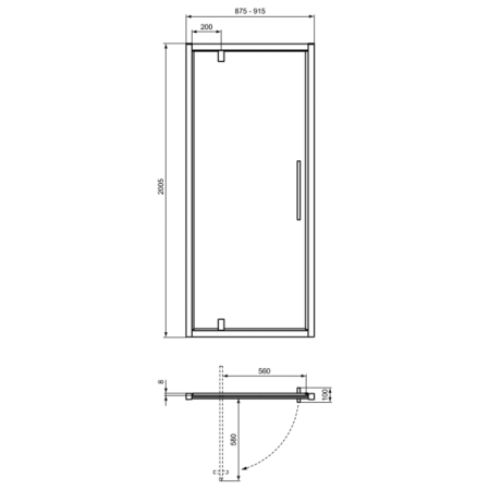 Реверсивная распашная панель-дверь 90 см, Ideal Standard I.Life PV, T4839EO