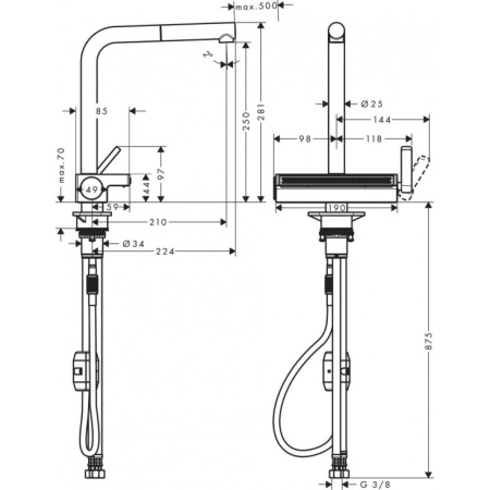 Смеситель для кухни Hansgrohe Aquno Select M81 73836800, хром