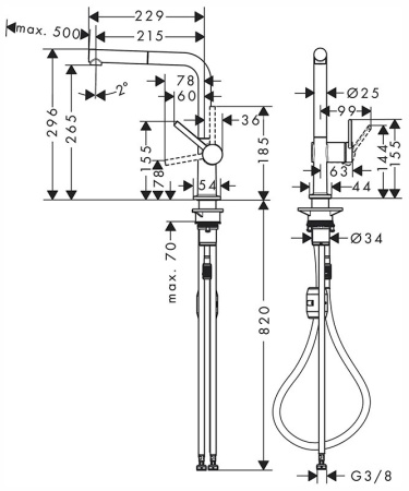Кухонный смеситель Hansgrohe Talis M54 72808800, сталь