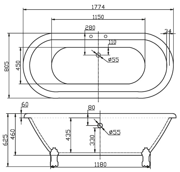 Акриловая ванна (177х81) BelBagno BB21 Акриловая ванна (177х81) BelBagno BB21