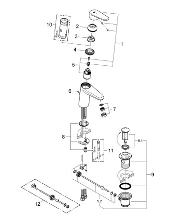 Смеситель однорычажный для раковины Grohe Eurodisc Cosmopolitan 23384 20E (2338420E) хром 