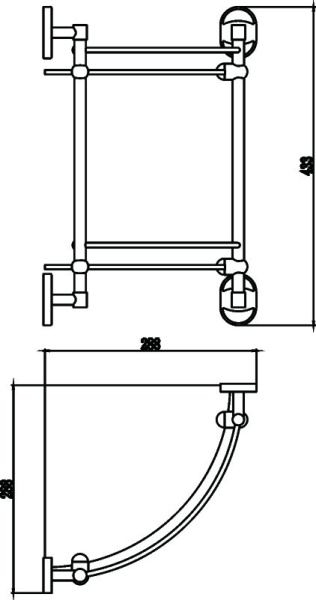 Полка угловая двойная стеклянная Savol 70 S-007073-2