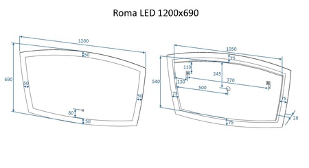 Зеркало с подсветкой Art&Max ROMA AM-Rom-1200-700-DS-F