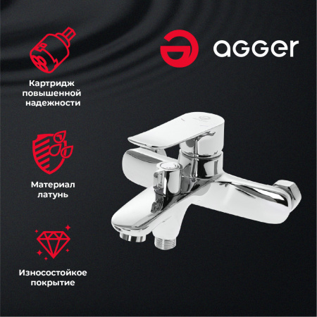 Душевая система Agger Nice A2595000 смеситель с изливом, хром